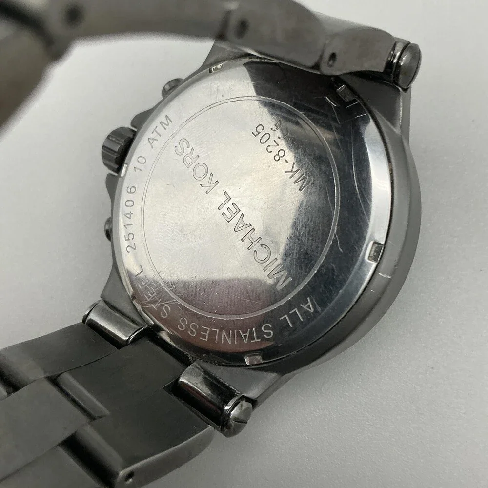 Michael Kors Dylan Mens Watch 45mm Gray Chronograph MK-8205 New Battery 7.25" - Picture 11 of 15